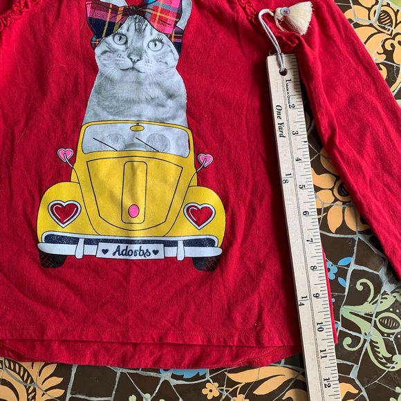 FADED GLORY Girls Kitty Print Shirt Sz:5 - Picture 4 of 6